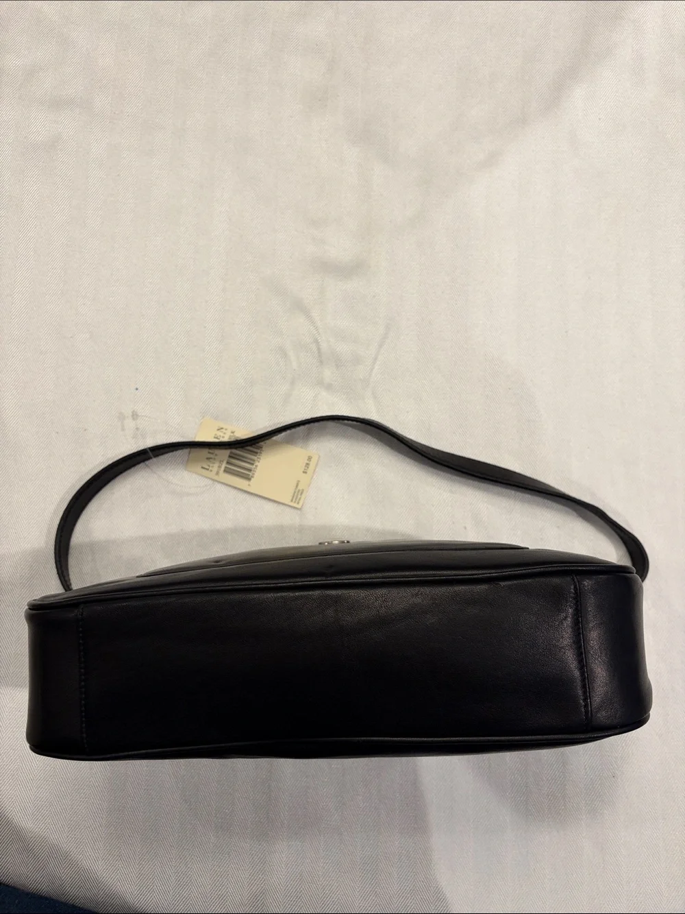 Lauren Ralph Lauren Black Leather Shoulder Bag with Front Pocket